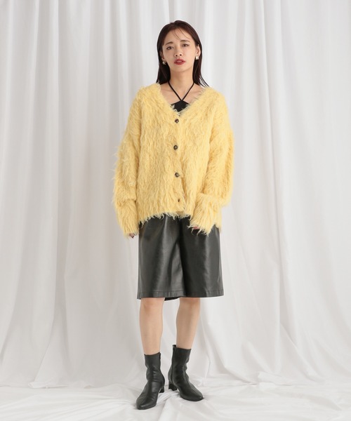 mysty woman（ミスティウーマン）の「カラーシャギーカーディガン　581532（カーディガン/ボレロ・レディース・グレー/アイボリー/イエロー・FREE）」の5枚目の写真