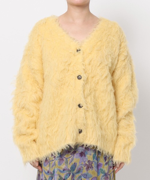 mysty woman（ミスティウーマン）の「カラーシャギーカーディガン　581532（カーディガン/ボレロ・レディース・グレー/アイボリー/イエロー・FREE）」の7枚目の写真