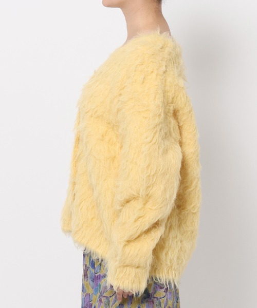 mysty woman（ミスティウーマン）の「カラーシャギーカーディガン　581532（カーディガン/ボレロ・レディース・グレー/アイボリー/イエロー・FREE）」の8枚目の写真