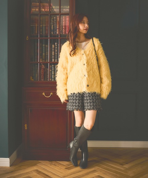 mysty woman（ミスティウーマン）の「カラーシャギーカーディガン　581532（カーディガン/ボレロ・レディース・グレー/アイボリー/イエロー・FREE）」の22枚目の写真