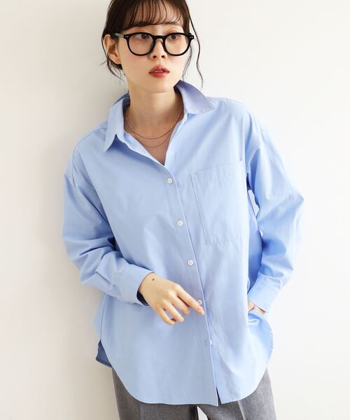 le.coeur blanc（ルクールブラン）の「レギュラーカラーオーバーシャツ（シャツ/ブラウス・レディース・ブルー系その他2/ピンク/ブルー・38）」の5枚目の写真