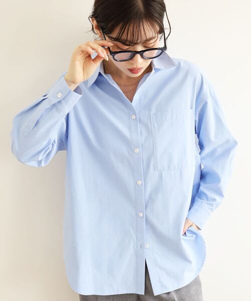 le.coeur blanc（ルクールブラン）の「レギュラーカラーオーバーシャツ（シャツ/ブラウス・レディース・ブルー系その他2/ピンク/ブルー・38）」の6枚目の写真