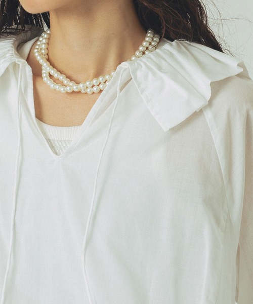 ROSE BUD(ローズバッド)の「FRILL COLLAR BLOUSE(シャツ/ブラウス・レディース・ホワイト/ブラック/パープル・ONE SIZE)」の5枚目の写真