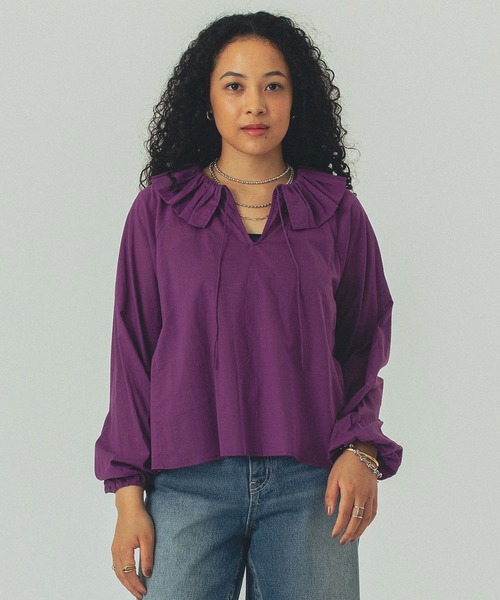 ROSE BUD(ローズバッド)の「FRILL COLLAR BLOUSE(シャツ/ブラウス・レディース・ホワイト/ブラック/パープル・ONE SIZE)」の11枚目の写真