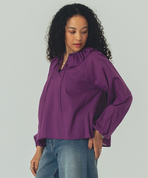 ROSE BUD(ローズバッド)の「FRILL COLLAR BLOUSE(シャツ/ブラウス・レディース・ホワイト/ブラック/パープル・ONE SIZE)」の12枚目の写真