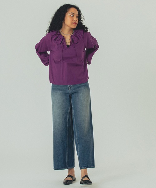 ROSE BUD(ローズバッド)の「FRILL COLLAR BLOUSE(シャツ/ブラウス・レディース・ホワイト/ブラック/パープル・ONE SIZE)」の15枚目の写真