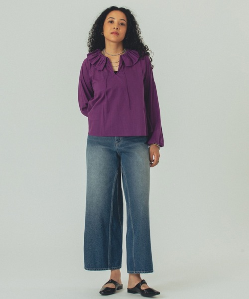 ROSE BUD(ローズバッド)の「FRILL COLLAR BLOUSE(シャツ/ブラウス・レディース・ホワイト/ブラック/パープル・ONE SIZE)」の16枚目の写真