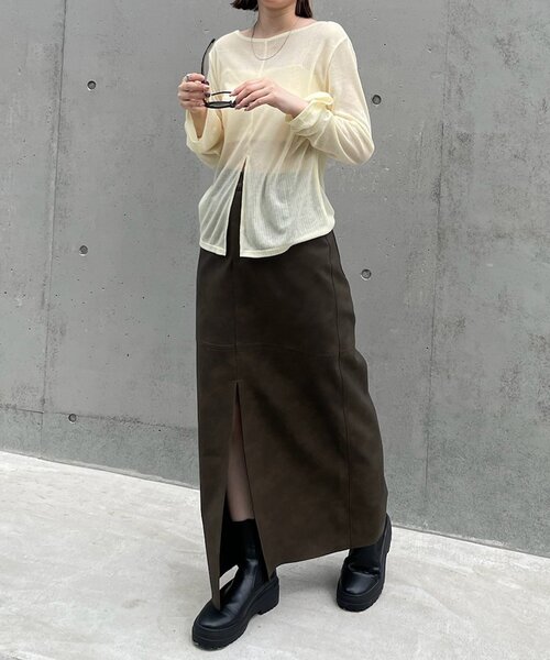 mline（エムライン）の「[mline]スリットシアーロンT（Tシャツ/カットソー・レディース・イエロー/ブラック/オフホワイト・FREE）」の13枚目の写真