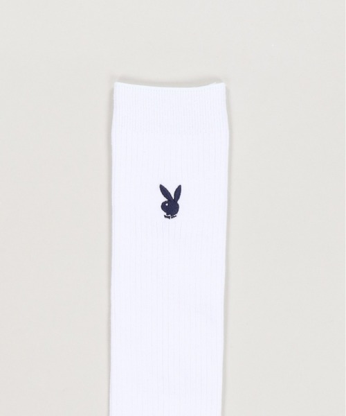 PLAYBOY(プレイボーイ)の「【PLAYBOY/プレイボーイ】ハイソックス(ソックス/靴下・レディース・ホワイト/ネイビー・ONESIZE)」の4枚目の写真