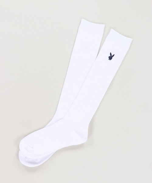 PLAYBOY(プレイボーイ)の「【PLAYBOY/プレイボーイ】ハイソックス(ソックス/靴下・レディース・ホワイト/ネイビー・ONESIZE)」の12枚目の写真