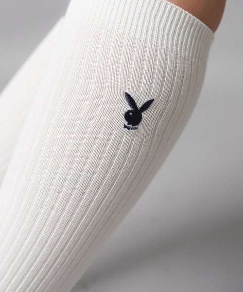PLAYBOY(プレイボーイ)の「【PLAYBOY/プレイボーイ】ハイソックス(ソックス/靴下・レディース・ホワイト/ネイビー・ONESIZE)」の9枚目の写真