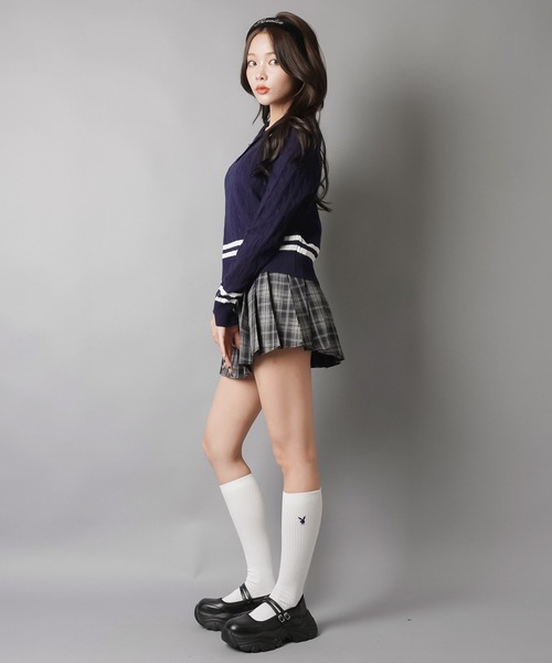 PLAYBOY(プレイボーイ)の「【PLAYBOY/プレイボーイ】ハイソックス(ソックス/靴下・レディース・ホワイト/ネイビー・ONESIZE)」の10枚目の写真