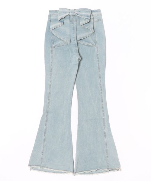 Nia(ニア)の「Nia(ニア)/バックリボン スキニーフレアデニム(デニムパンツ・レディース・ブルー・MEDIUM/SMALL)」の2枚目の写真