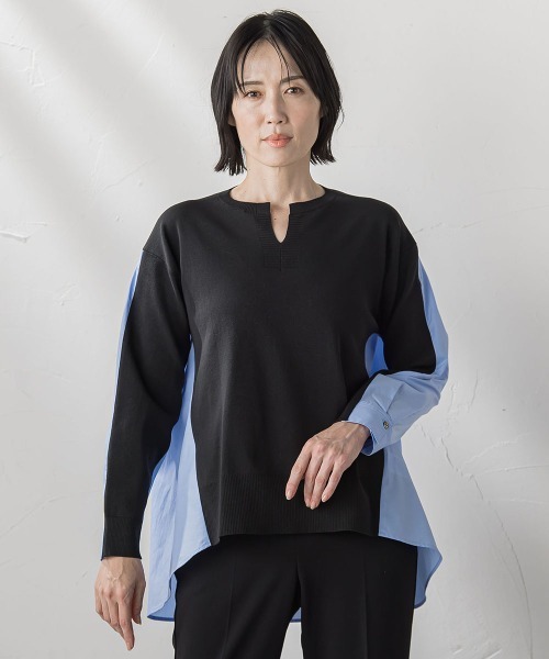 la.f…(ラエフ)の「バックギャザー切り替えニット≪手洗い可能≫(ニット/セーター・レディース・ライトブルー/ブルー系その他・9号)」の2枚目の写真