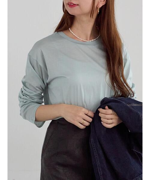 Te chichi（テチチ）の「シルケット天竺ロングスリーブTee（Tシャツ/カットソー・レディース・グレー/ブルー/オフホワイト/ブラック・F）」の4枚目の写真