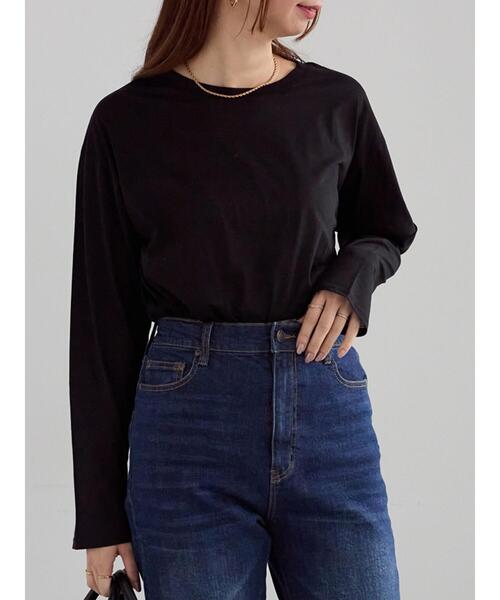 Te chichi（テチチ）の「シルケット天竺ロングスリーブTee（Tシャツ/カットソー・レディース・グレー/ブルー/オフホワイト/ブラック・F）」の3枚目の写真