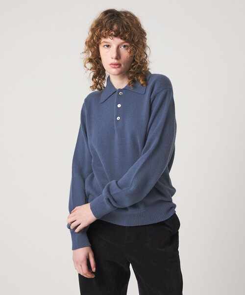 Steven Alan（スティーブンアラン）の「＜Steven Alan＞ウール カシミヤ ポロニット（ニット/セーター・レディース・ブラック/オフホワイト/ベージュ/コバルトブルー・FREE）」の4枚目の写真
