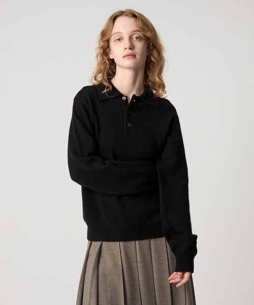 Steven Alan（スティーブンアラン）の「＜Steven Alan＞ウール カシミヤ ポロニット（ニット/セーター・レディース・ブラック/オフホワイト/ベージュ/コバルトブルー・FREE）」の8枚目の写真
