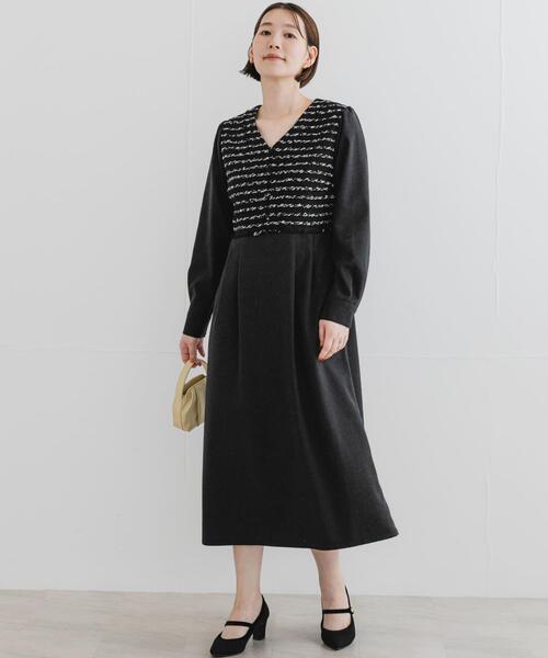 F by ROSSO(エフバイロッソ)の「F by ROSSO ツイードドッキングワンピース(ワンピース・レディース・ブラック系その他/ブラック・36/38)」の5枚目の写真