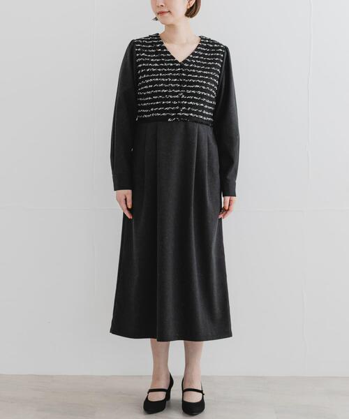 F by ROSSO(エフバイロッソ)の「F by ROSSO ツイードドッキングワンピース(ワンピース・レディース・ブラック系その他/ブラック・36/38)」の8枚目の写真