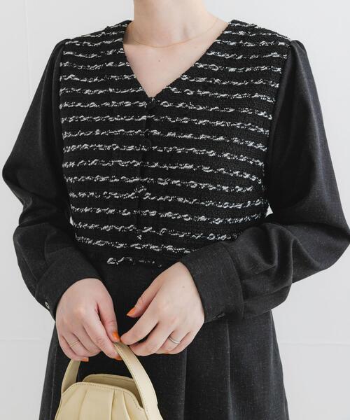 F by ROSSO(エフバイロッソ)の「F by ROSSO ツイードドッキングワンピース(ワンピース・レディース・ブラック系その他/ブラック・36/38)」の10枚目の写真