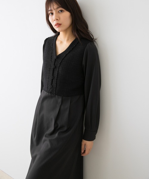 アーバンリサーチ ロッソ（URBAN RESEARCH ROSSO）/F by ROSSO　ツイードドッキングワンピース セール】F by ROSSO ツイードドッキングワンピース（ワンピース）｜F