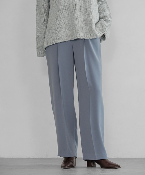 A part by（アパートバイ）の「サテンタックストレートパンツ（スラックス・レディース・ブラック/アイボリー/ブルー系その他3・SMALL/MEDIUM）」の6枚目の写真