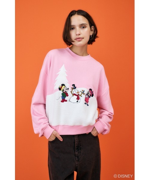 Disney SERIES CREATED by MUS(ディズニーシリーズクリエイテッドバイエムユーエス)の「MD WINTERRY プルオーバー/MICKEY(スウェット・レディース・ネイビー/ライトピンク・FREE)」の1枚目の写真