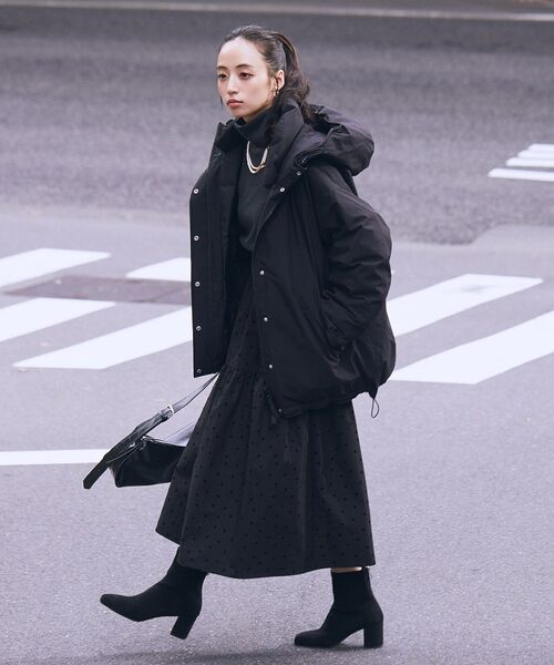 セール】【防風/2025AW】フーデットパファーコート（ダウンジャケット