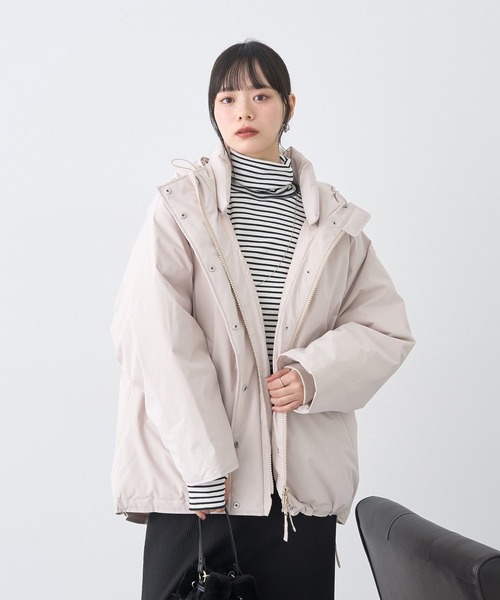 earth music&ecology（アースミュージックアンドエコロジー）の「【防風/2025AW】フーデットパファーコート（ダウンジャケット/コート・レディース・アイボリー/ブラック/ベージュ・L/M）」の8枚目の写真