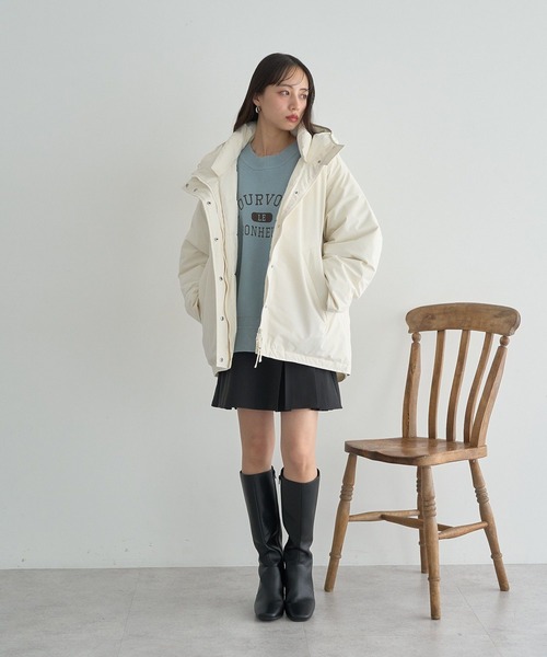 セール】【防風/2025AW】フーデットパファーコート（ダウンジャケット