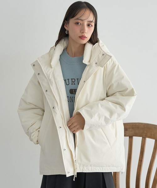 セール】【防風/2025AW】フーデットパファーコート（ダウンジャケット