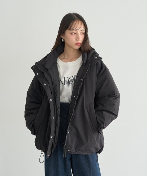 セール】【防風/2025AW】フーデットパファーコート（ダウンジャケット