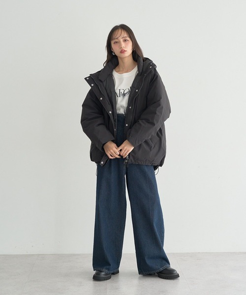 セール】【防風/2025AW】フーデットパファーコート（ダウンジャケット