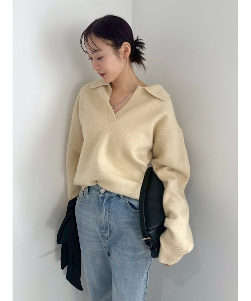 FRAY I.D（フレイアイディー）の「ラクーンダブルフェイスポロカラー