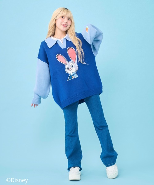 Disney(ディズニー)の「ズートピア / スキッパーニット(ニット/セーター・レディース・グリーン/ネイビー・FREE)」の10枚目の写真