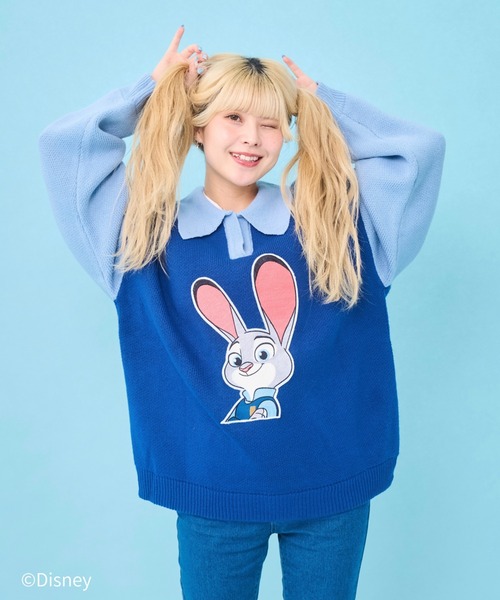 Disney(ディズニー)の「ズートピア / スキッパーニット(ニット/セーター・レディース・グリーン/ネイビー・FREE)」の8枚目の写真