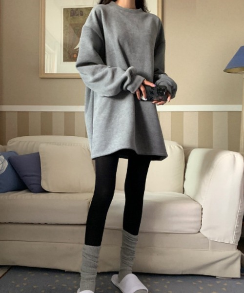 yuue' ( wear )（ユーイ）の「裏起毛オーバーサイズスウェット/ミニワンピース（スウェット・レディース・ライトグレー/グレー/ブラック・FREE）」の10枚目の写真
