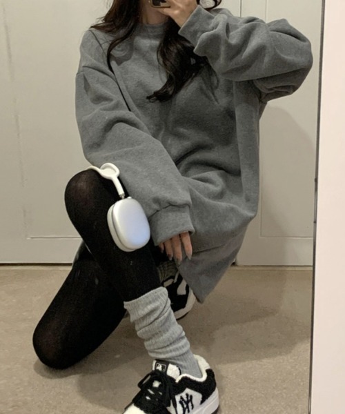 yuue' ( wear )（ユーイ）の「裏起毛オーバーサイズスウェット/ミニワンピース（スウェット・レディース・ライトグレー/グレー/ブラック・FREE）」の11枚目の写真