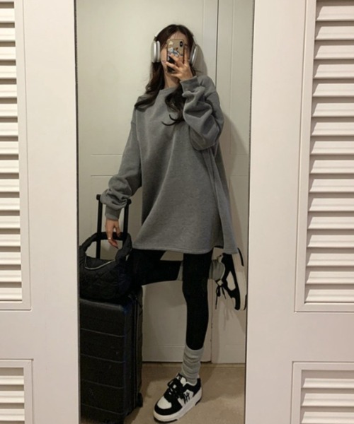 yuue' ( wear )（ユーイ）の「裏起毛オーバーサイズスウェット/ミニワンピース（スウェット・レディース・ライトグレー/グレー/ブラック・FREE）」の12枚目の写真