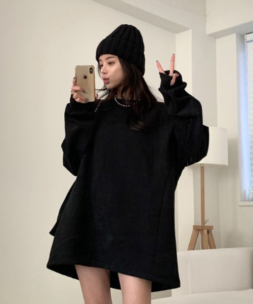 yuue' ( wear )（ユーイ）の「裏起毛オーバーサイズスウェット/ミニワンピース（スウェット・レディース・ライトグレー/グレー/ブラック・FREE）」の15枚目の写真