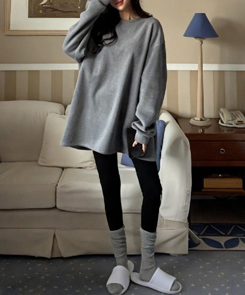 yuue' ( wear )（ユーイ）の「裏起毛オーバーサイズスウェット/ミニワンピース（スウェット・レディース・ライトグレー/グレー/ブラック・FREE）」の6枚目の写真