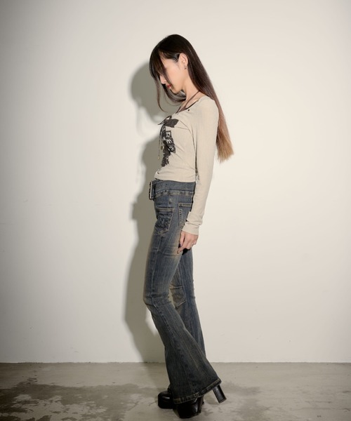 .KOM(ドットコム)の「『.KOM/ドットケーオーエム』UKロックプリントフェイクレイヤード長袖Tシャツ【GC】(Tシャツ/カットソー・レディース・グリーン/グレー/カーキ/ブラック・S)」の18枚目の写真
