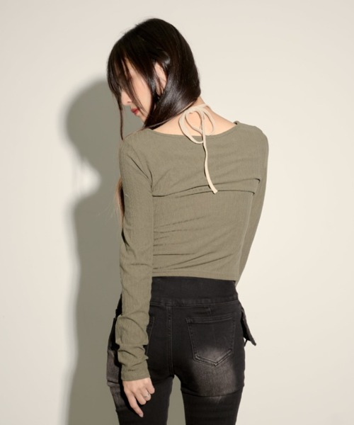 .KOM(ドットコム)の「『.KOM/ドットケーオーエム』UKロックプリントフェイクレイヤード長袖Tシャツ【GC】(Tシャツ/カットソー・レディース・グリーン/グレー/カーキ/ブラック・S)」の10枚目の写真
