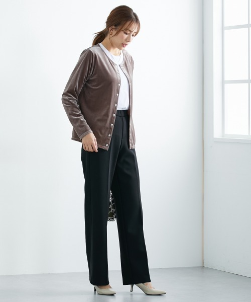 slattgir(スラットジール)の「高身長 裏あったかカットソーきれいめワイドパンツ丈長め・トールサイズ(その他パンツ・レディース・ライラック/ネイビー/ブラック/アイボリー・TLL/TL/T3L/TM/T5L/T4L)」の5枚目の写真