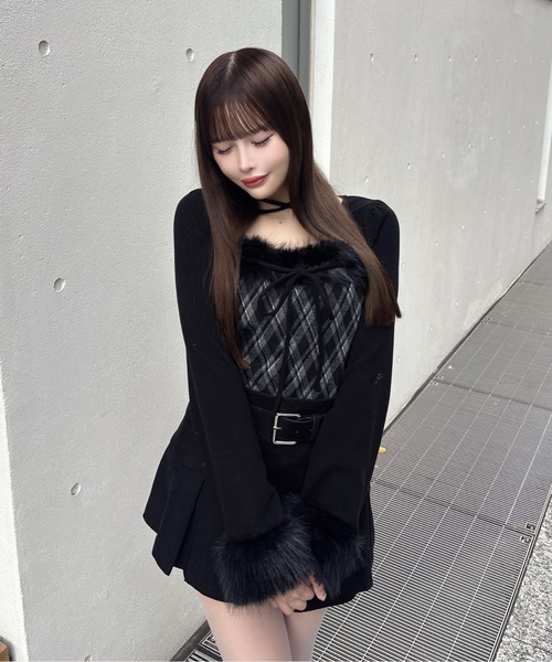 ファー付きボレロ風トップス（Tシャツ/カットソー）｜one way