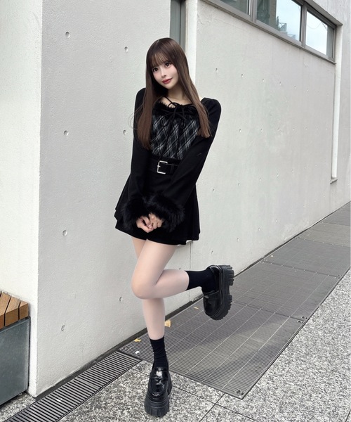 ファー付きボレロ風トップス（Tシャツ/カットソー）｜one way