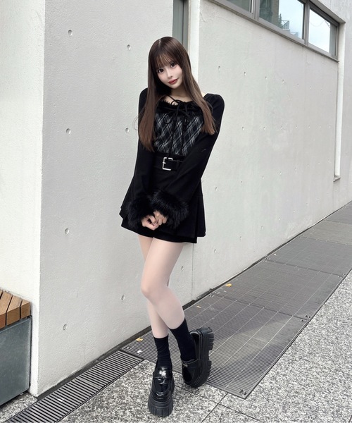 ファー付きボレロ風トップス（Tシャツ/カットソー）｜one way