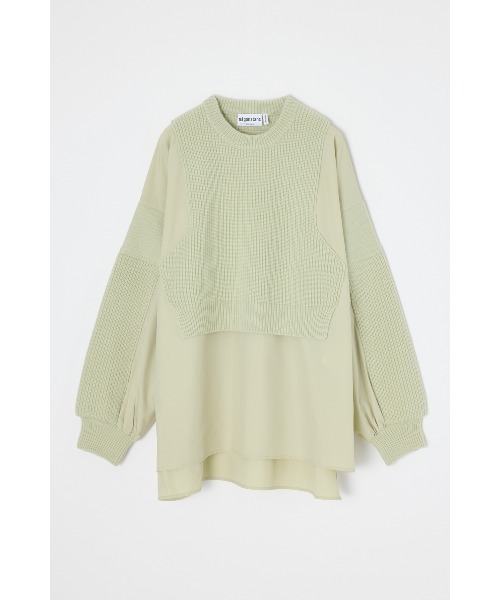 nagonstans(ナゴンスタンス)の「Mix knit アップリケプルオーバー(ニット/セーター・レディース・ブラック/ベージュ・MEDIUM)」の1枚目の写真