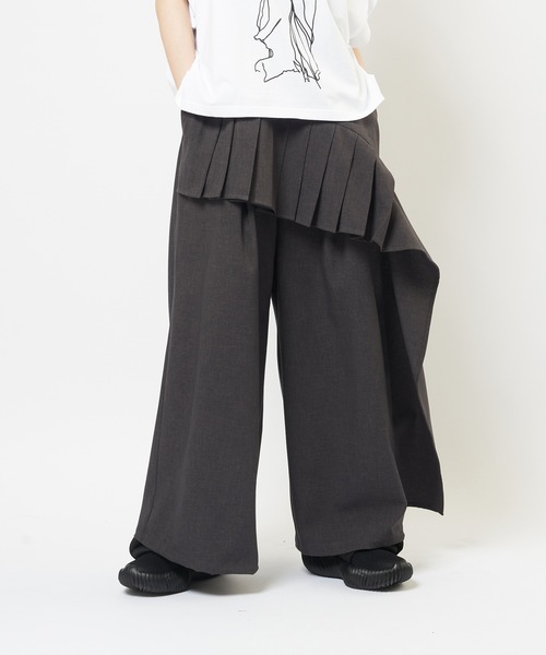 gomme（ゴム）の「フリルトロパンツ（その他パンツ・レディース・パープル/チャコールグレー/ブラック・MEDIUM）」の3枚目の写真